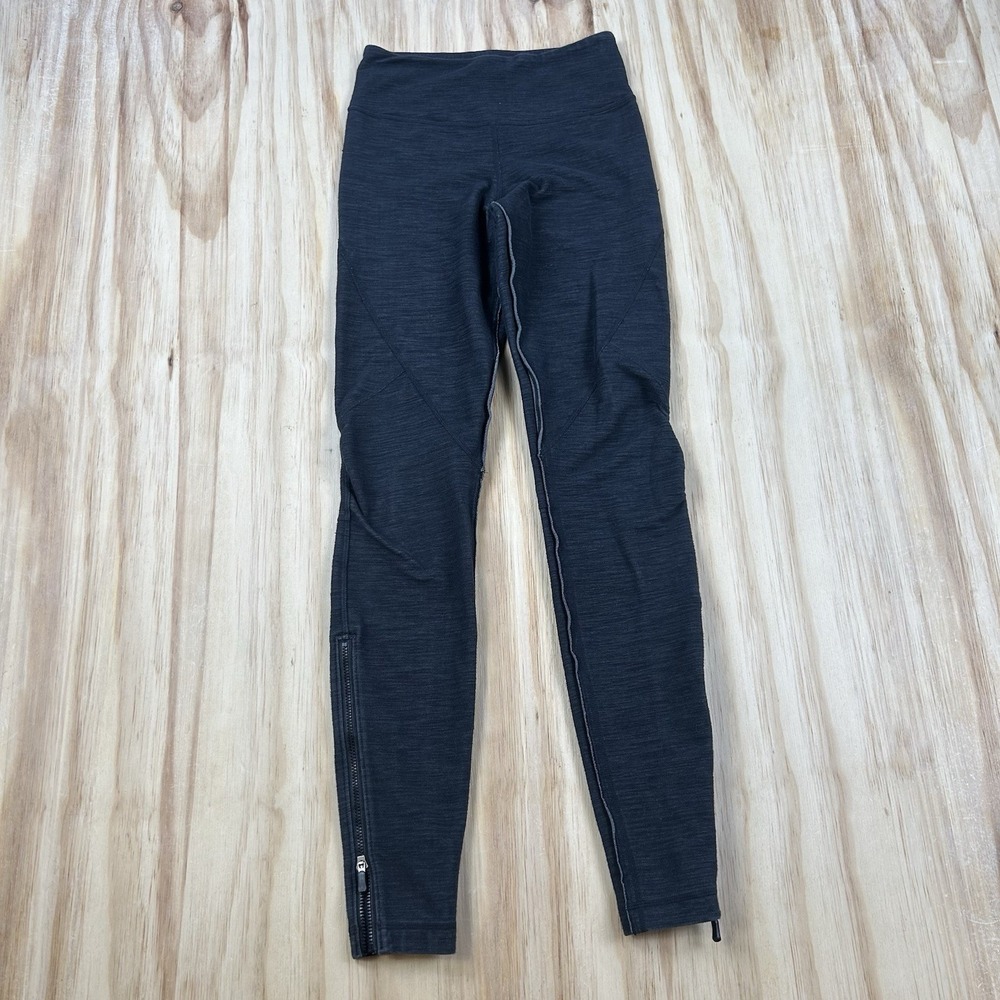 Lululemon Exposed Hem Zip Ankle Leggings Charcoal Gray Women's Size 2 Full